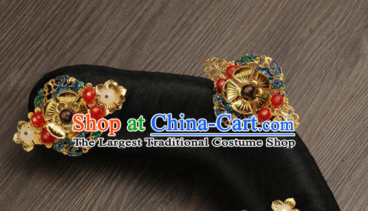 China Ancient Imperial Consort Wigs and Hairpins Drama Story of Yanxi Palace Hairpieces Traditional Qing Dynasty Manchu Princess Headdress