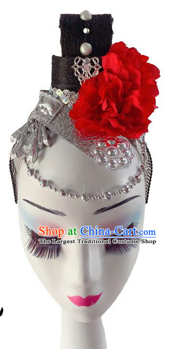 Chinese Woman Ethnic Dance Hairpieces Classical Dance Hair Accessories Miao Nationality Performance Wigs Chignon