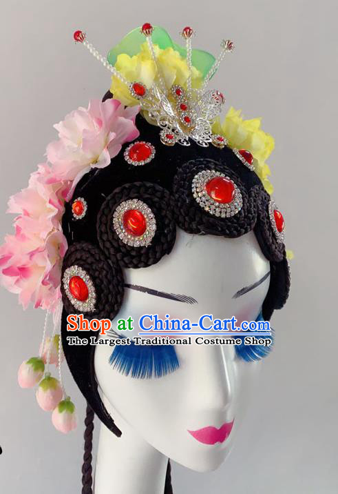 Chinese Classical Dance Hair Accessories Peking Opera Diva Wigs Headwear Woman Stage Performance Hairpieces
