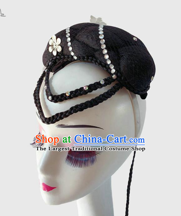 Chinese Classical Dance Wigs Chignon Court Dance Headpiece Traditional Woman Dance Headdress