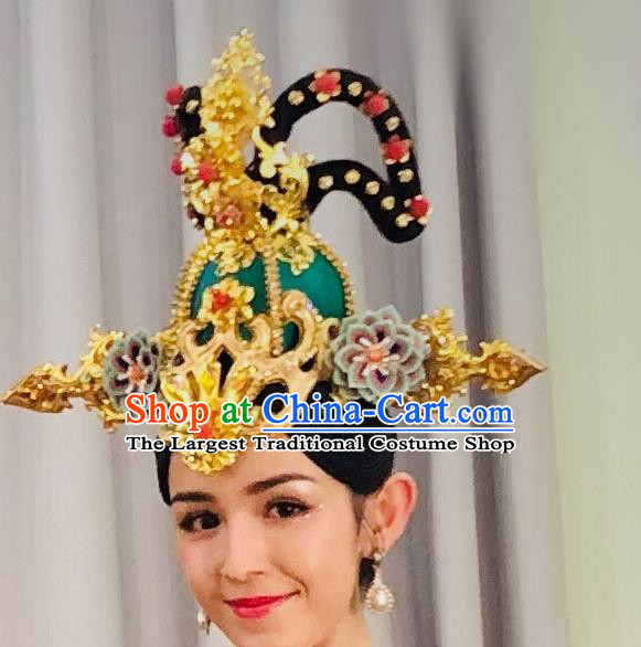 Chinese Traditional Woman Stage Performance Headdress Classical Dance Wigs Chignon Tang Dynasty Court Dance Headpieces