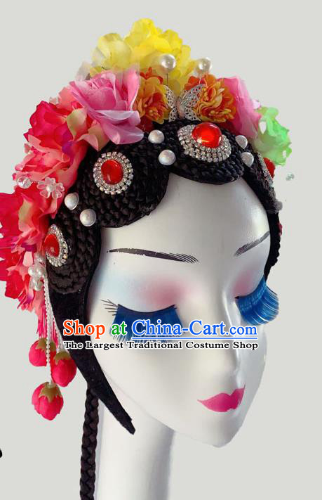 Chinese Woman Stage Performance Headdress Classical Dance Hair Accessories Peking Opera Diva Wigs Hairpieces