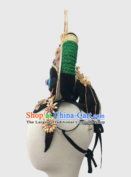 Chinese Classical Dance Wigs Headdress Tang Dynasty Beauty Dance Headpieces Traditional Stage Performance Hair Crown