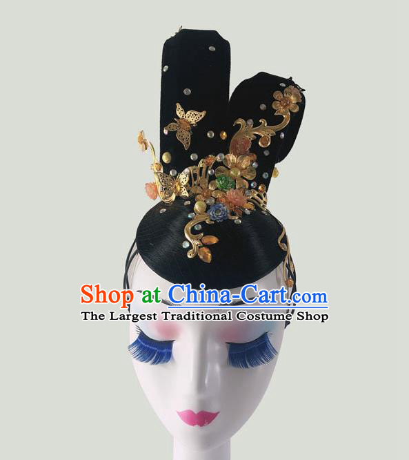 Chinese Traditional Fan Dance Wigs Chignon Classical Dance Hair Accessories Woman Stage Performance Headdress