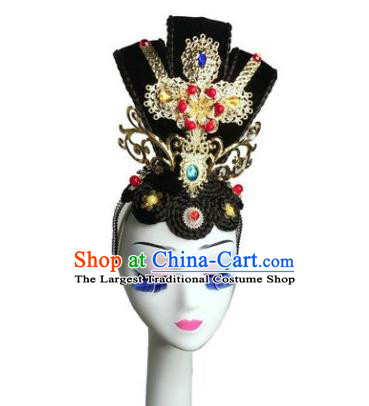 Chinese Classical Dance Hair Accessories Flying Apsaras Dance Wigs Chignon Traditional Court Dance Hairpieces Woman Stage Performance Headdress