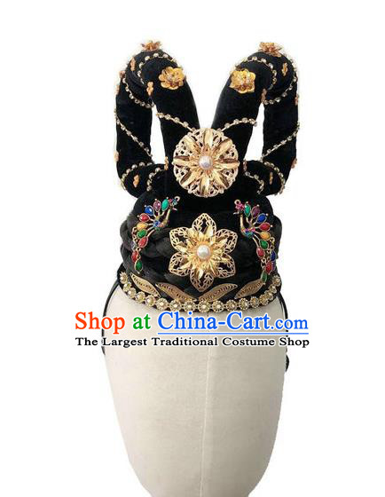 Chinese Woman Stage Performance Headdress Classical Dance Hair Accessories Flying Apsaras Dance Wigs Chignon Traditional Fairy Dance Hairpieces