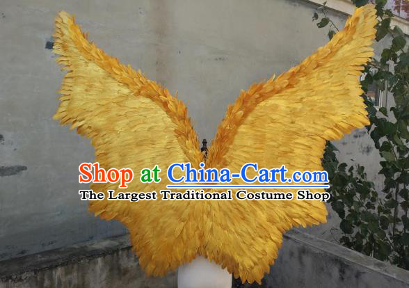 Custom Christmas Performance Props Catwalks Golden Wings Cosplay Angel Giant Accessories Miami Stage Show Deluxe Feather Wings