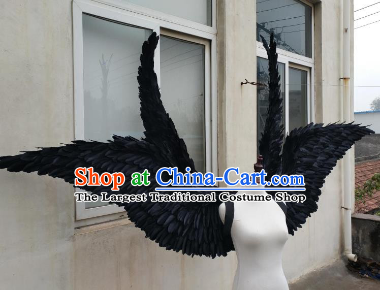 Custom Miami Stage Show Deluxe Feather Wings Christmas Performance Props Catwalks Black Wings Cosplay Demon Giant Accessories