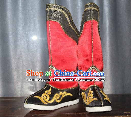 Chinese Qing Dynasty Kangxi Emperor Shoes Ancient Manchu Monarch Boots Traditional Mandarin Wedding Dragon Shoes