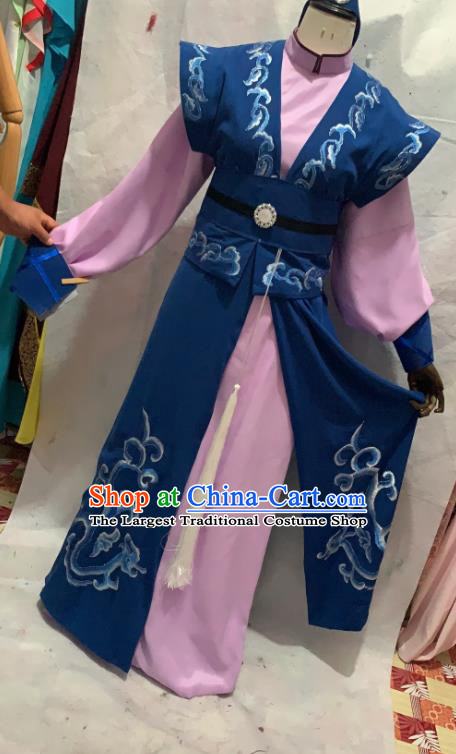 China Beijing Opera Wusheng Embroidered Navy Uniforms Traditional Opera Swordsman Clothing Shaoxing Opera General Garment Costumes