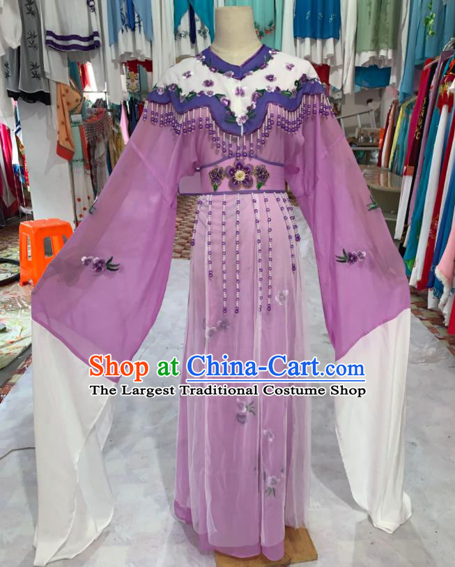 China Peking Opera Hua Tan Clothing Ancient Palace Lady Garment Costume Shaoxing Opera Diva Purple Dress Outfits