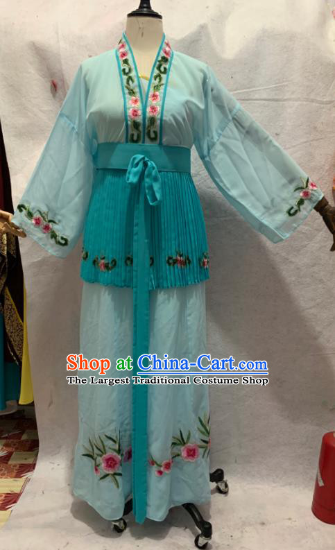 China Beijing Opera Xiaodan Clothing Ancient Servant Girl Garment Costumes Shaoxing Opera Young Lady Dress Uniforms