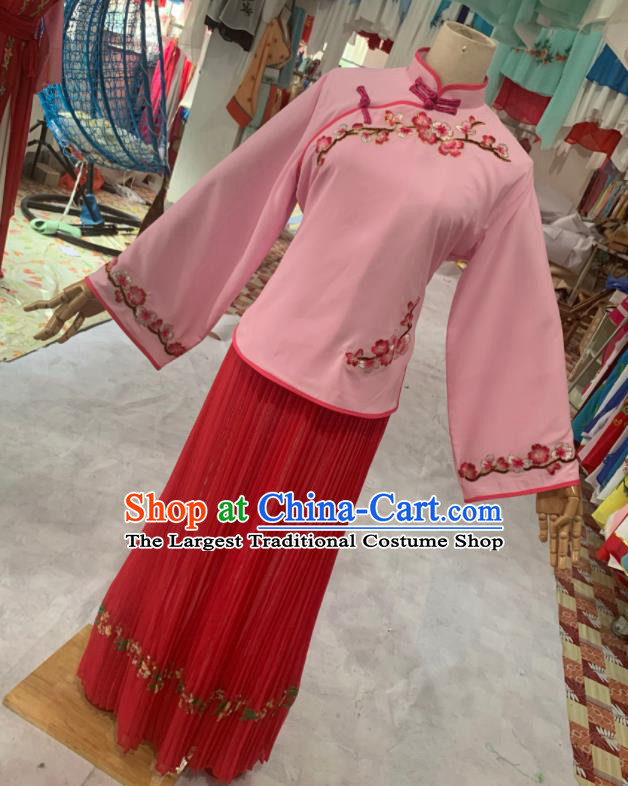 China Ancient Young Lady Garment Costumes Shaoxing Opera Actress Dress Outfits Traditional Peking Opera Village Girl Clothing