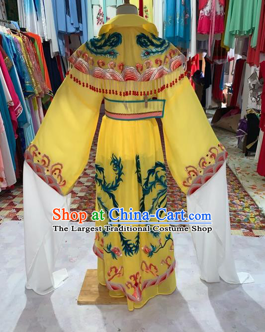 China Traditional Peking Opera Diva Clothing Ancient Empress Garment Costumes Huangmei Opera Queen Yellow Dress Outfits