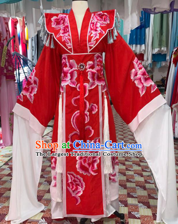 China Guangdong Opera Queen Red Dress Outfits Traditional Peking Opera Diva Wedding Clothing Ancient Empress Garment Costumes