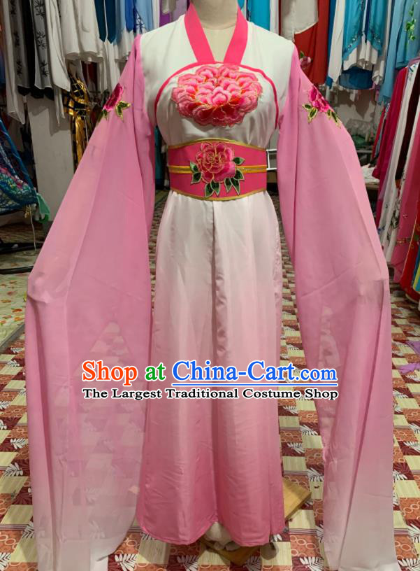 China Ancient Palace Lady Garment Costumes Huangmei Opera Court Maid Pink Dress Outfits Traditional Peking Opera Actress Clothing