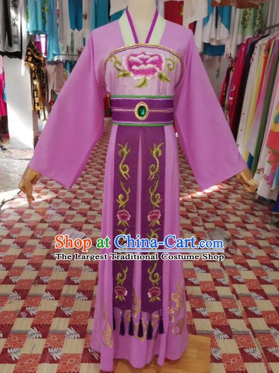 China Shaoxing Opera Imperial Concubine Purple Dress Outfits Traditional Peking Opera Hua Tan Clothing Ancient Empress Garment Costumes