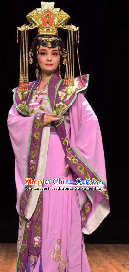 China Shaoxing Opera Imperial Concubine Purple Dress Outfits Traditional Peking Opera Hua Tan Clothing Ancient Empress Garment Costumes