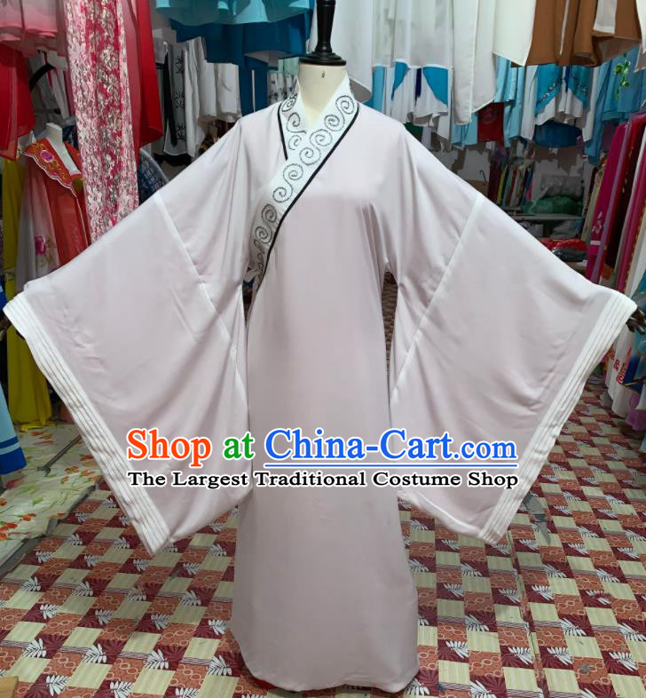 China Shaoxing Opera Taoist Garment Costumes Beijing Opera Xiaosheng White Robe Traditional Opera Scholar Clothing