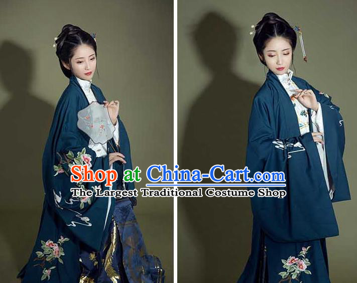 China Ming Dynasty Noble Mistress Garment Costumes Ancient Court Beauty Clothing Traditional Embroidered Hanfu Dresses