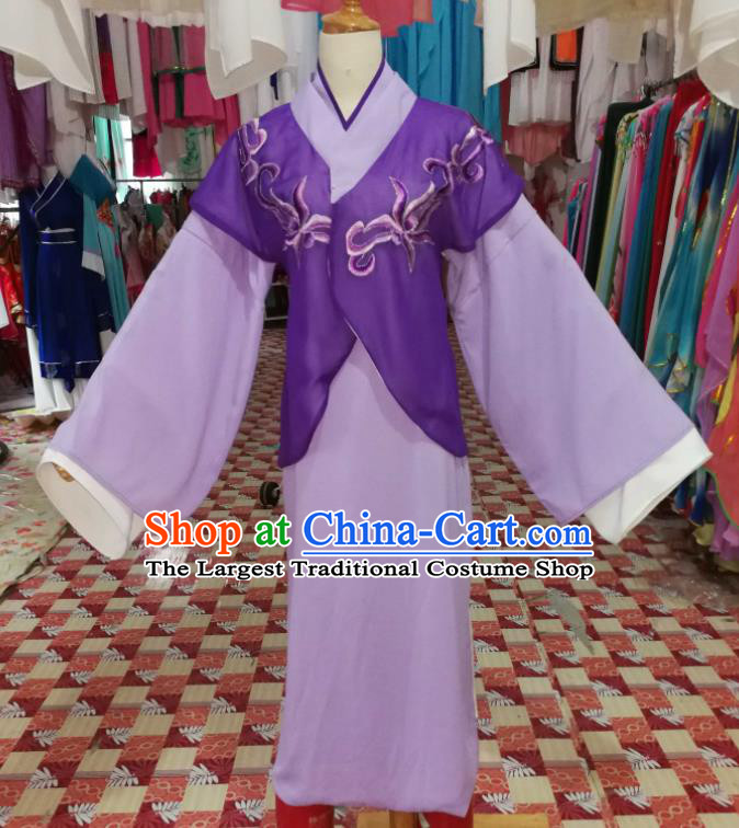 China Shaoxing Opera Merchant Garment Costumes Beijing Opera Xiaosheng Purple Robe Uniforms Traditional Opera Young Male Clothing