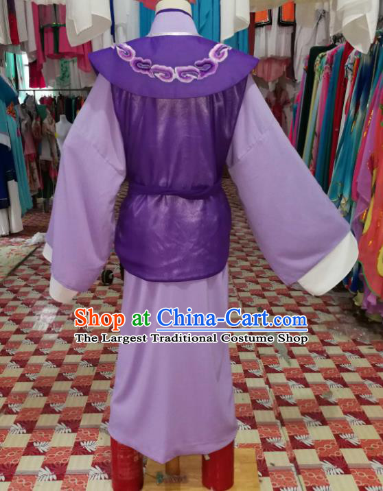 China Shaoxing Opera Merchant Garment Costumes Beijing Opera Xiaosheng Purple Robe Uniforms Traditional Opera Young Male Clothing