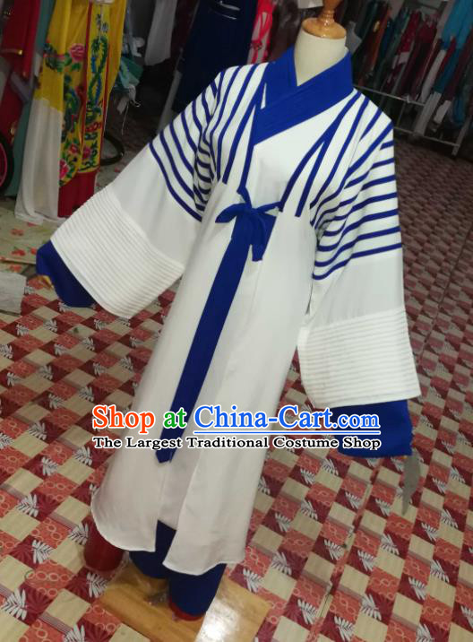 China Traditional Opera Young Male Clothing Shaoxing Opera Merchant Garment Costumes Beijing Opera Xiaosheng White Robe Uniforms