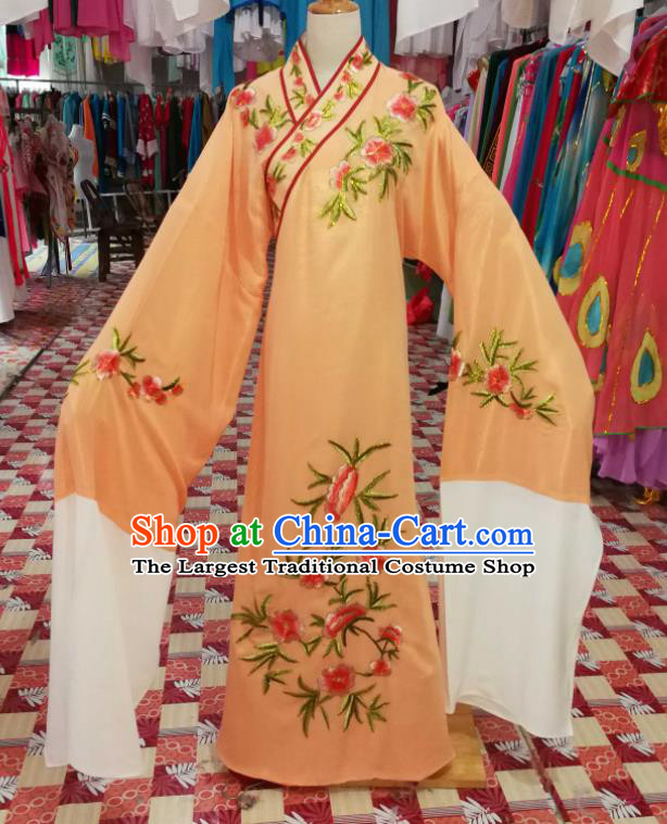 China Beijing Opera Xiaosheng Embroidered Orange Robe Traditional Opera Young Childe Clothing Shaoxing Opera Scholar Garment Costumes