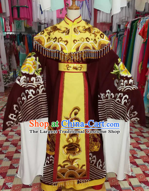 China Ancient Queen Mother Garment Costumes Shaoxing Opera Elderly Woman Dress Outfits Traditional Peking Opera Laodan Clothing