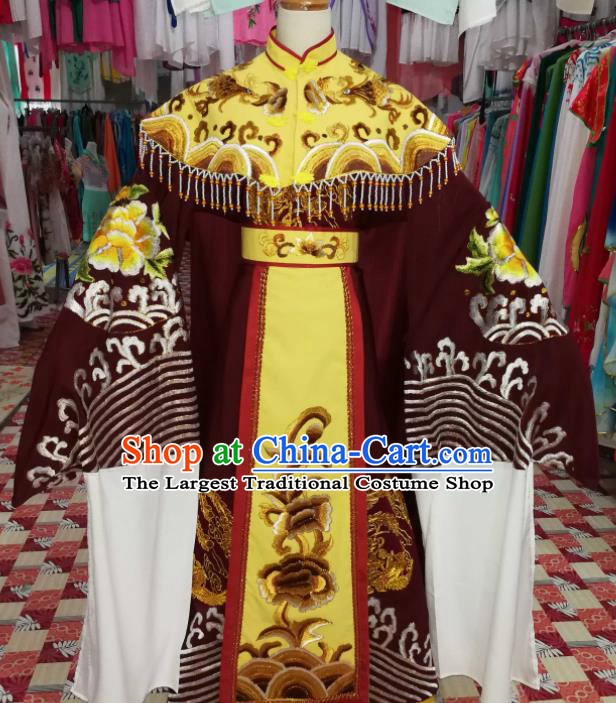 China Ancient Queen Mother Garment Costumes Shaoxing Opera Elderly Woman Dress Outfits Traditional Peking Opera Laodan Clothing