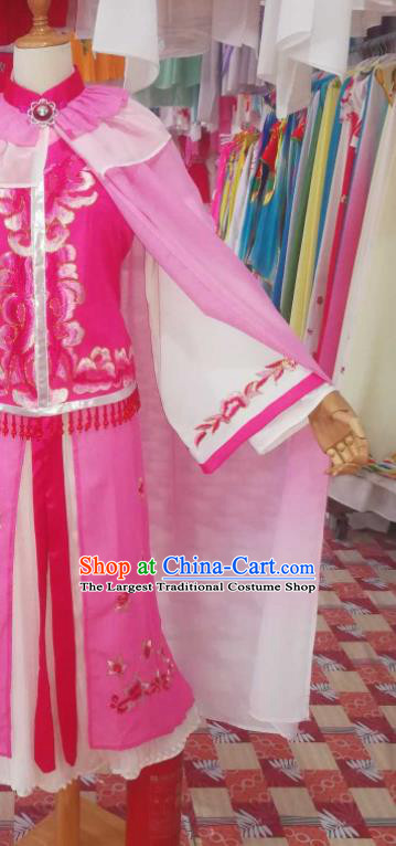 China Ancient Princess Garment Costumes Shaoxing Opera Actress Pink Dress Outfits Traditional Peking Opera Diva Clothing
