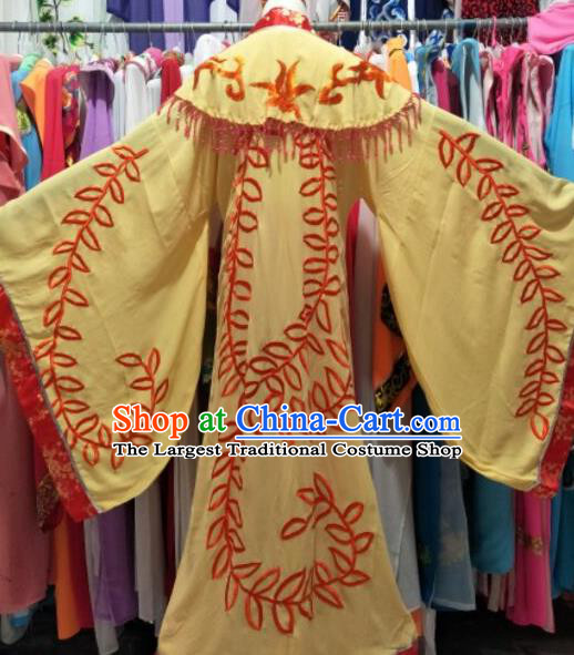 China Shaoxing Opera Princess Yellow Dress Outfits Traditional Peking Opera Actress Clothing Ancient Court Beauty Garment Costume