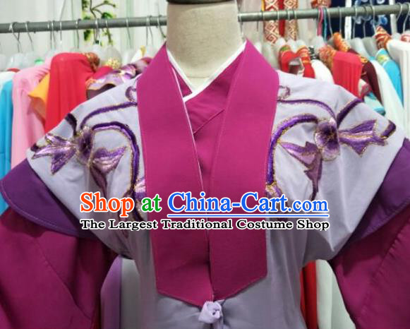 China Traditional Peking Opera Laodan Clothing Ancient Countess Garment Costume Shaoxing Opera Noble Dame Purple Dress Outfits