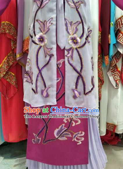 China Traditional Peking Opera Laodan Clothing Ancient Countess Garment Costume Shaoxing Opera Noble Dame Purple Dress Outfits