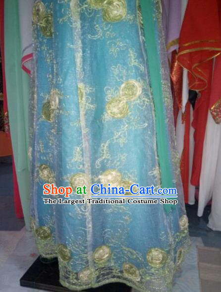 China Ancient Maid Lady Garment Costume Shaoxing Opera Servant Girl Blue Dress Outfits Traditional Peking Opera Xiaodan Clothing