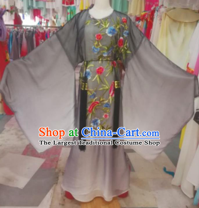 China Beijing Opera Scholar Grey Robe Uniforms Traditional Opera Scholar Clothing Huangmei Opera Young Male Garments