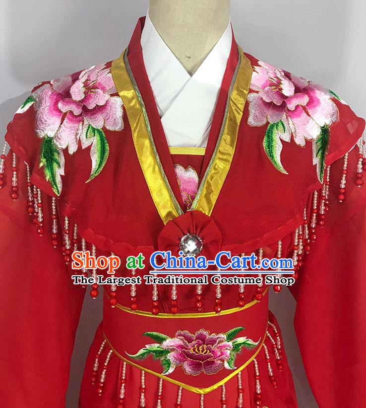 China Ancient Palace Princess Garment Costume Huangmei Opera Imperial Consort Red Dress Outfits Traditional Peking Opera Actress Clothing