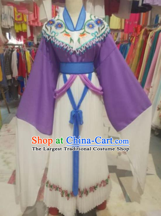 China Huangmei Opera Diva Purple Dress Outfits Traditional Peking Opera Actress Clothing Ancient Goddess Garment Costumes