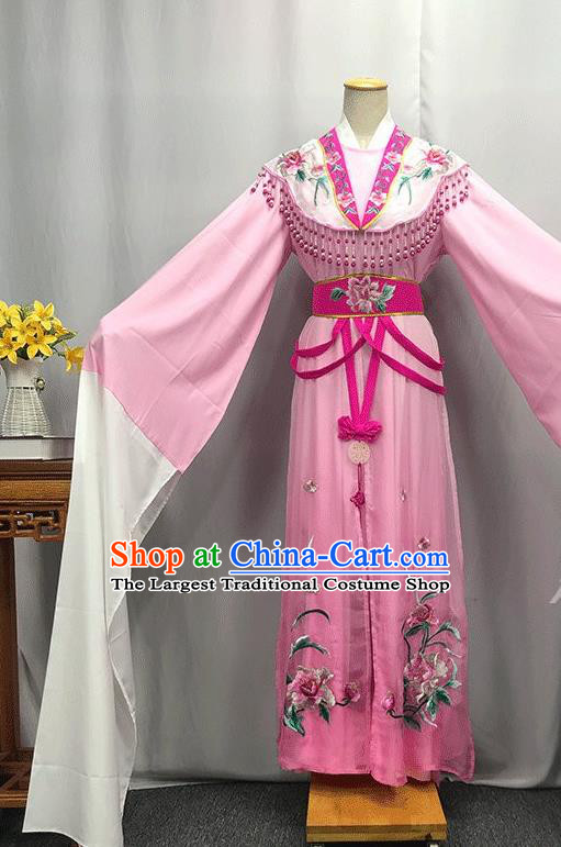 China Ancient Princess Garment Costumes Traditional Yue Opera Goddess Pink Dress Outfits Peking Opera Diva Clothing