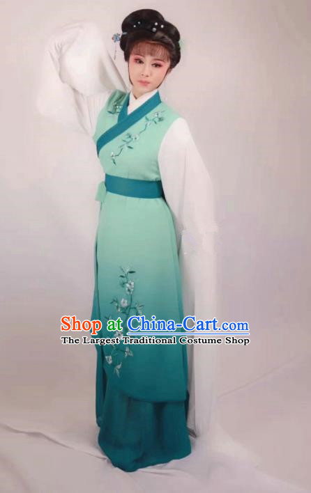 China Peking Opera Diva Clothing Ancient Country Woman Garment Costumes Traditional Shaoxing Opera Actress Green Dress Outfits