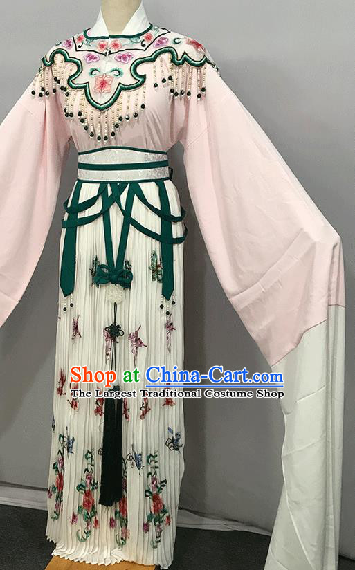 China Peking Opera Goddess Clothing Ancient Princess Garment Costumes Traditional Shaoxing Opera Actress Light Pink Dress Outfits