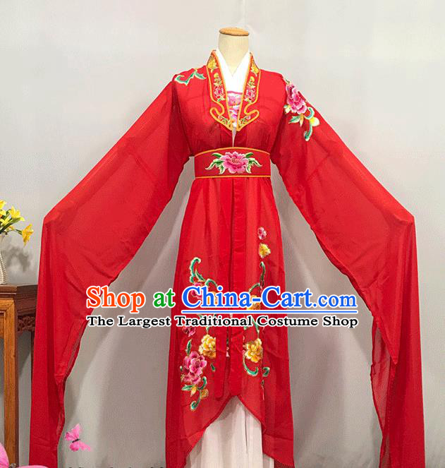 China Ancient Fairy Garment Costumes Traditional Yueju Opera Princess Clothing Peking Opera Hua Tan Red Water Sleeve Dress Outfits
