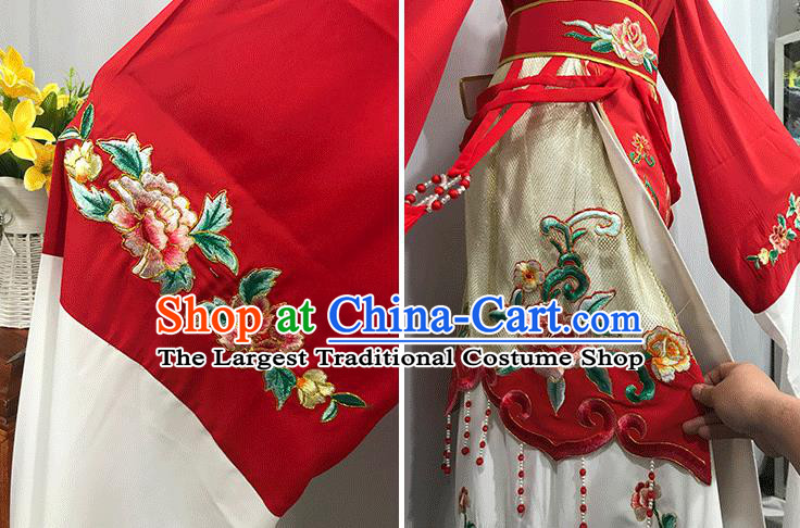 China Traditional Shaoxing Opera Court Woman Clothing Peking Opera Hua Tan Red Dress Outfits Ancient Imperial Consort Garment Costumes