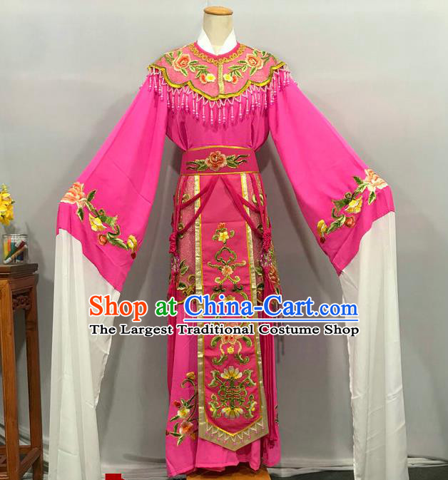 China Peking Opera Princess Rosy Dress Outfits Ancient Goddess Garment Costumes Traditional Shaoxing Opera Imperial Consort Clothing