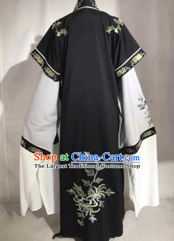 China Beijing Opera Xiaosheng Black Robe Uniforms Traditional Shaoxing Opera Noble Childe Clothing Opera Prince Garment Costume