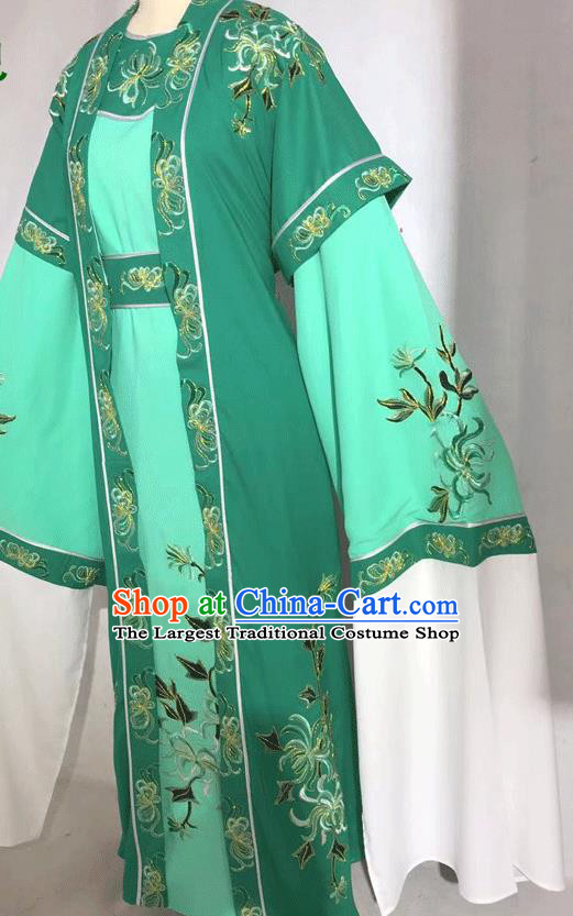 China Shaoxing Opera Noble Childe Clothing Traditional Opera Prince Garment Costume Beijing Opera Xiaosheng Green Robe Uniforms