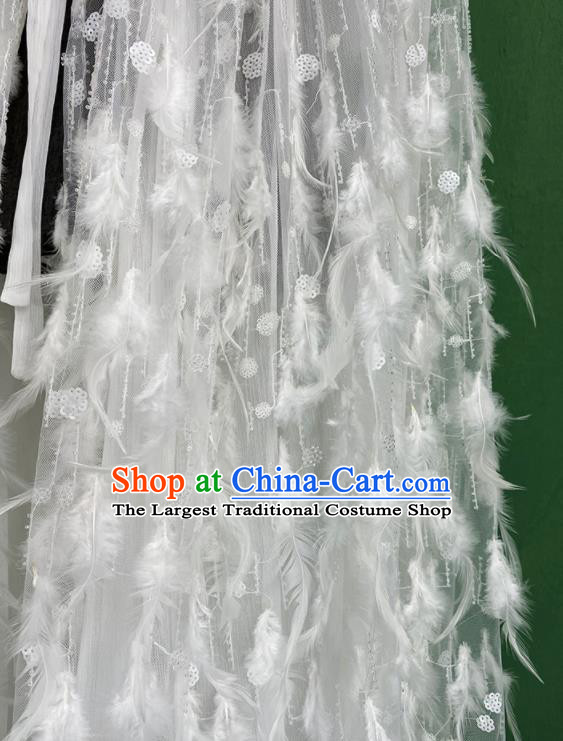 China Traditional Hanfu White Mantle Ming Dynasty Swordswoman Feather Cape Clothing Ancient Goddess Garment Costume