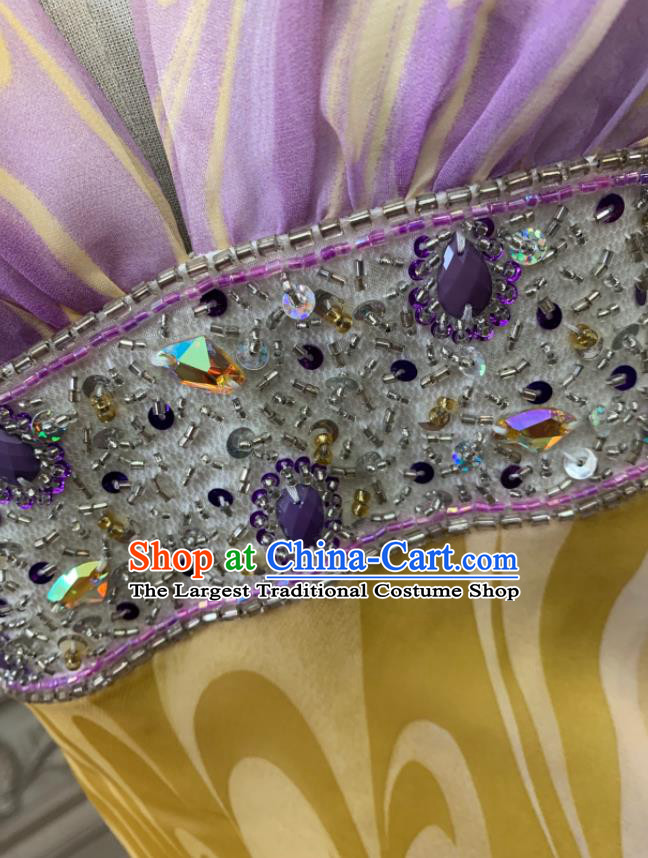Top Lilac Chiffon Full Dress Ballroom Dance Clothing European Party Vintage Garment Costume Annual Meeting Formal Attire