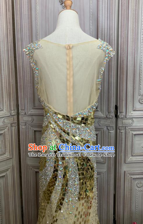 Top Wedding Trailing Full Dress Waltz Dance Diamond Clothing European Vintage Garment Costume Annual Meeting Formal Attire