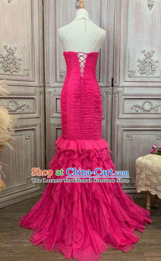 Top Waltz Dance Clothing European Princess Garment Costume Annual Meeting Formal Attire Wedding Rosy Veil Fishtail Full Dress